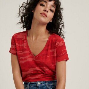 Lucky Brand Red Camo V-Neck Tee (size S)